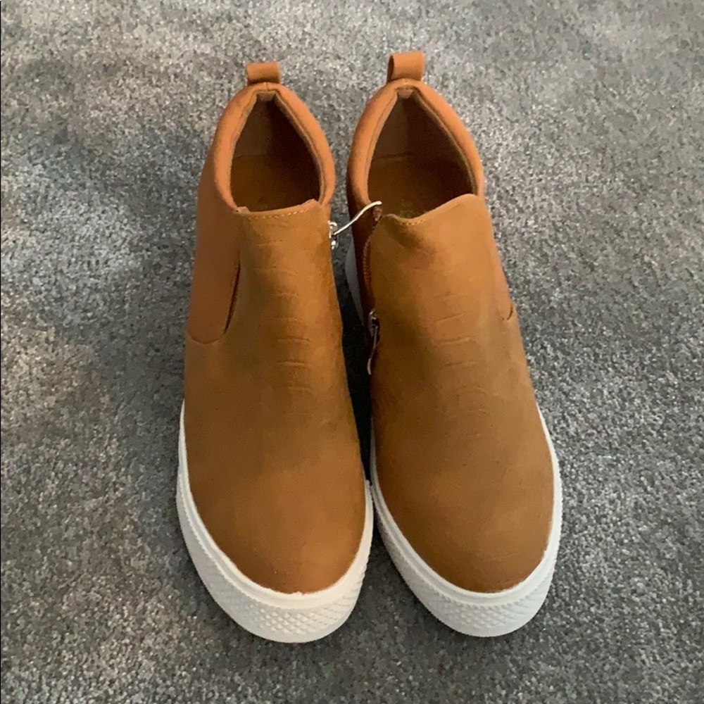 Tan sneaker booties